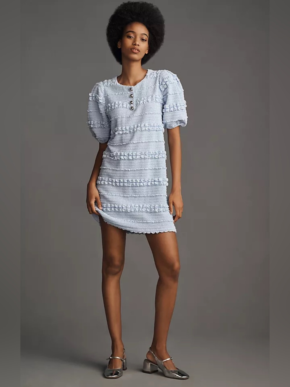 Anthropologie English Factory Short-Sleeve Smocked Mini Dress NWOT SIZE M